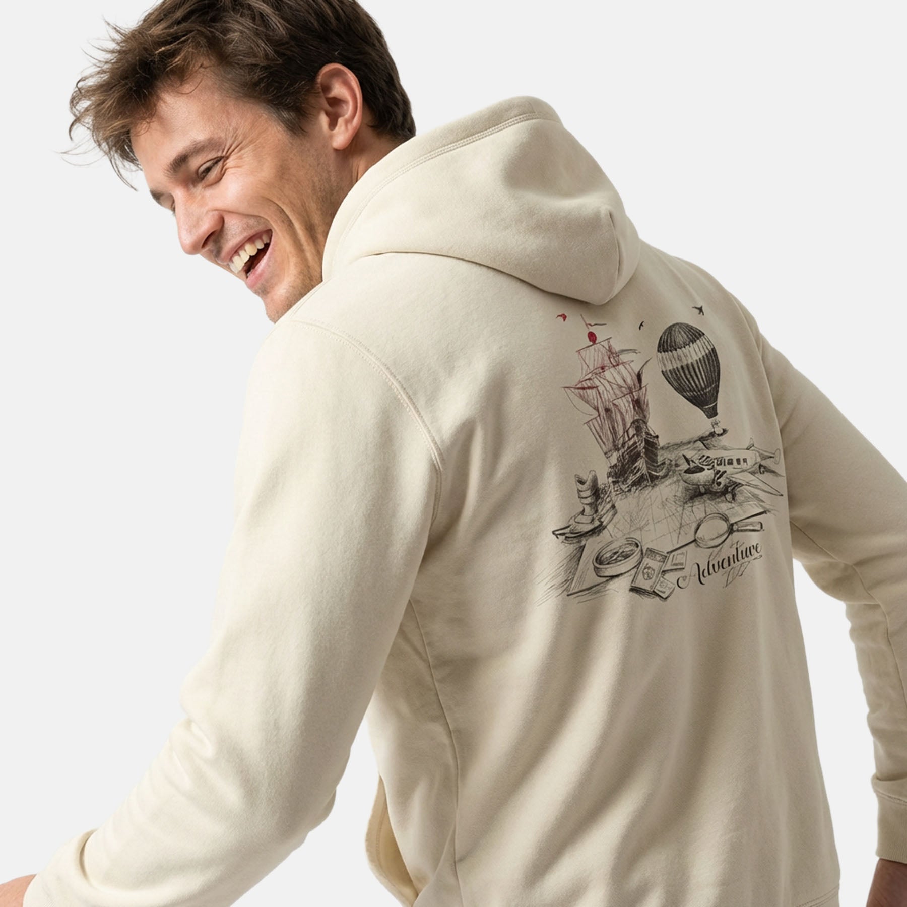 Adventure Begins Off-White Hoodie Printify