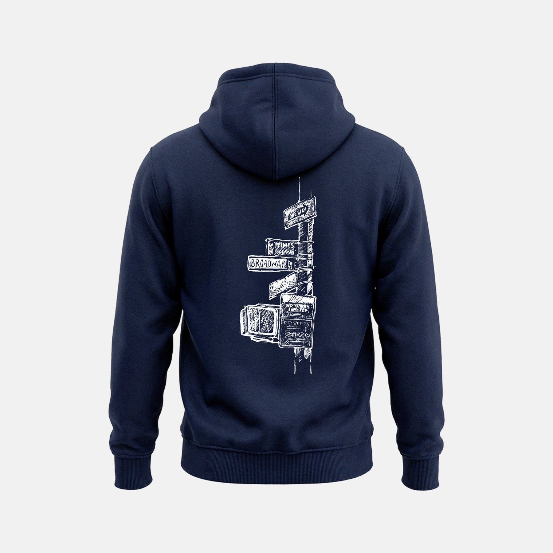 New York Sketch Navy Hoodie Printify
