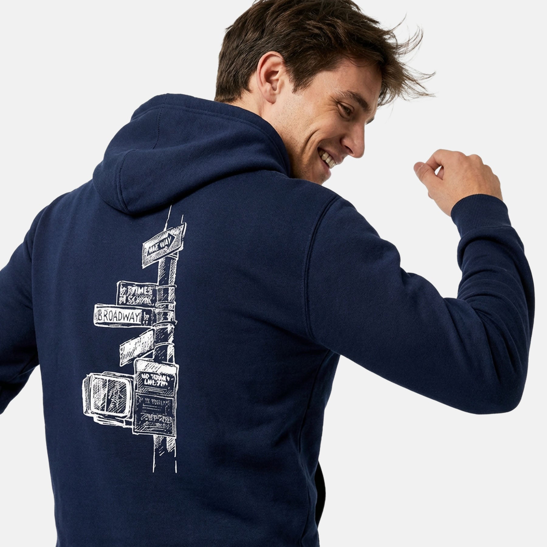 New York Sketch Navy Hoodie Printify