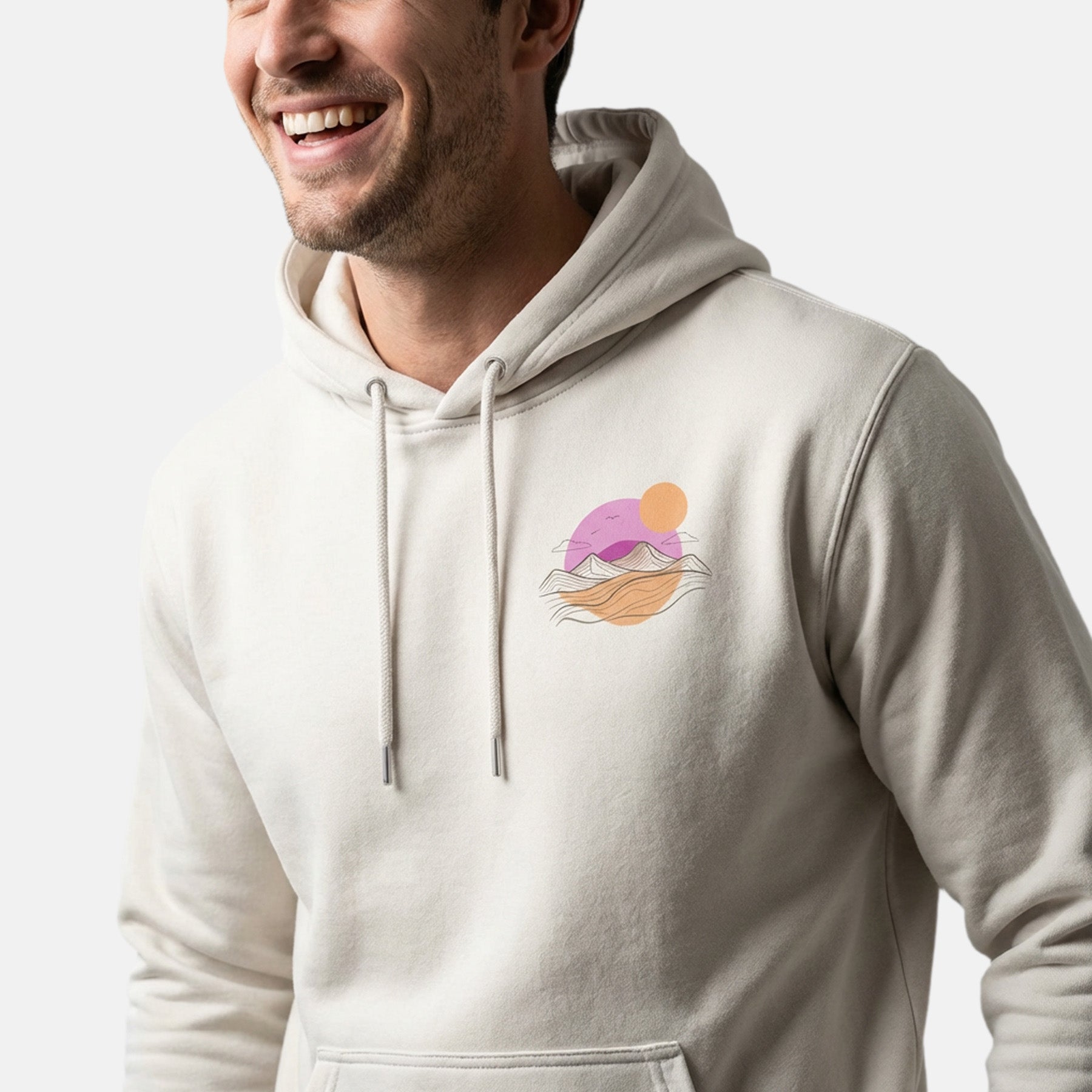 Retro Sunset Beige Hoodie Printify
