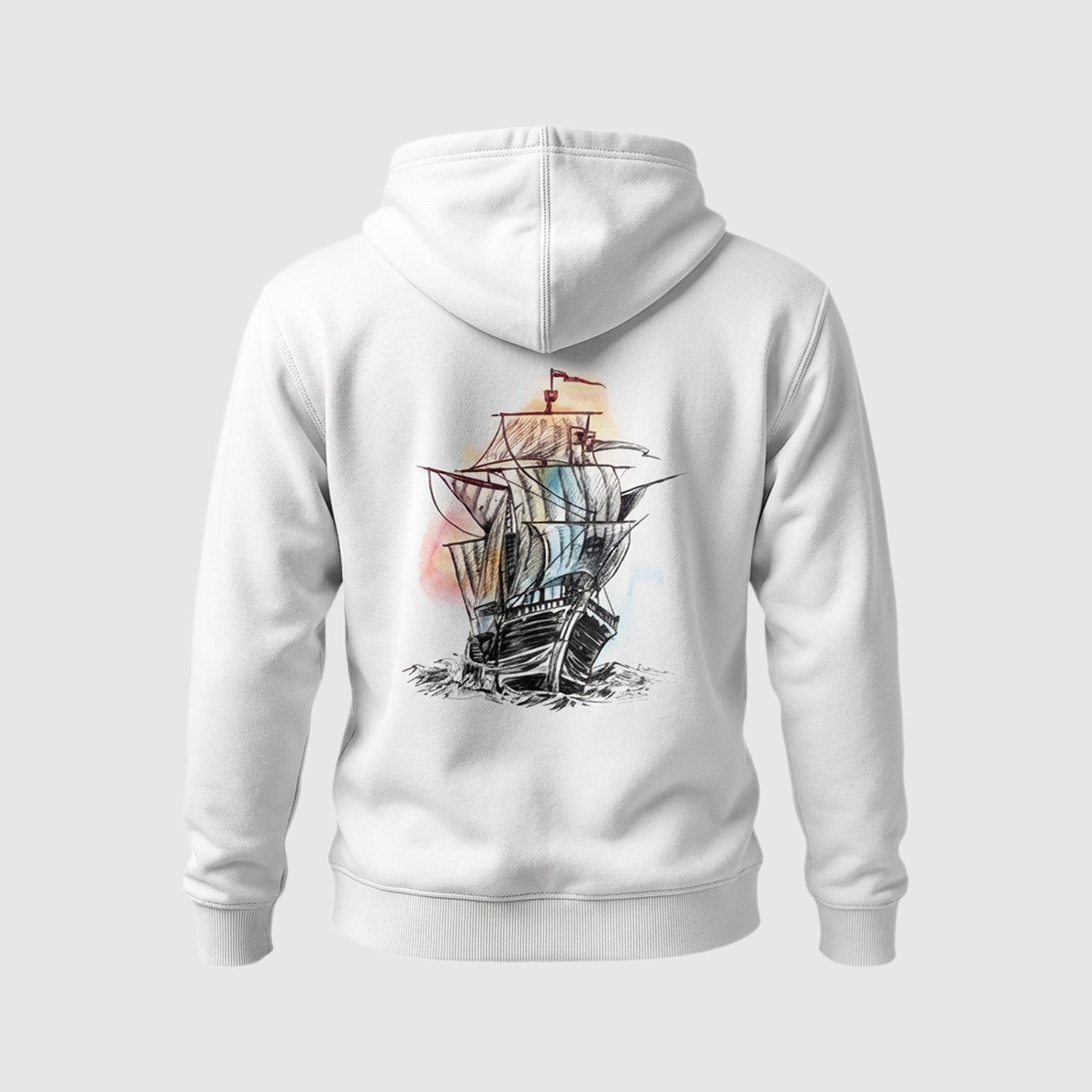Voyage White Hoodie Printify