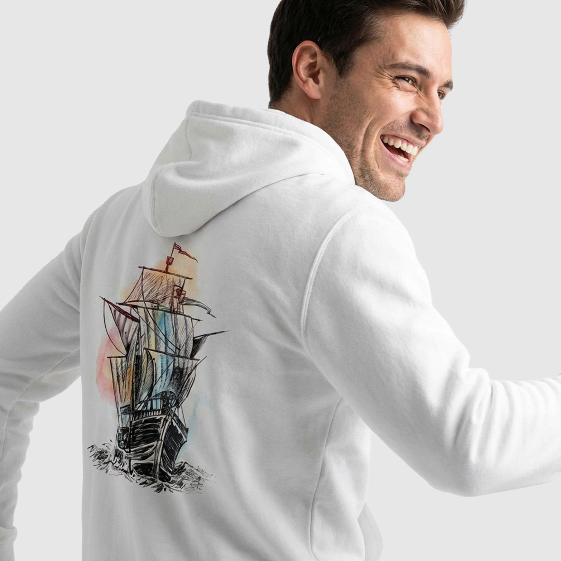 Voyage White Hoodie Printify